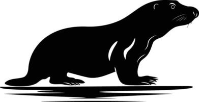 An otter is standing on a white background vector