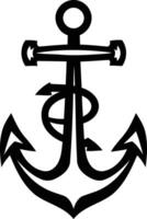 An anchor with a black outline on a white background vector