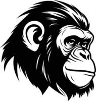 A black and white image of a gorilla head vector