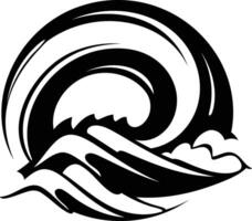 A black and white wave with a circle in the middle vector