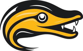 A yellow and black snake head with its mouth open vector