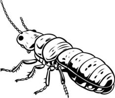 A black and white drawing of a bug vector