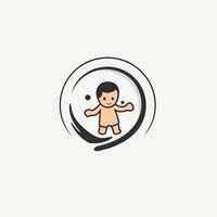 A baby is in a circle with a circle around it vector