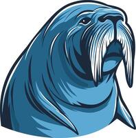 A walrus head with a long beard vector