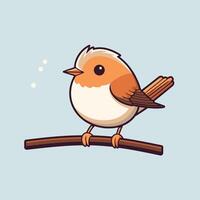 A cartoon bird sitting on a branch vector