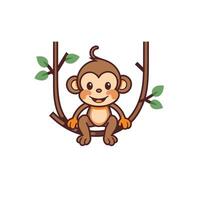 A cartoon monkey sitting on a branch vector