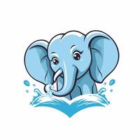 An elephant is reading a book with water splashing around it vector