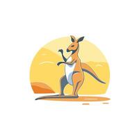 A kangaroo standing on its hind legs in the desert vector