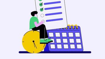 2D animated calendars, to do lists and clocks, visualizing time management and task management video