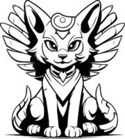 A cartoon cat with wings and a bow on its head vector