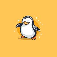 A cartoon penguin on a yellow background vector