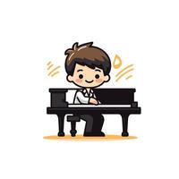 A boy playing the piano on a white background vector