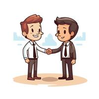 Two businessmen shaking hands, cartoon style vector