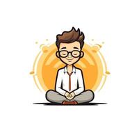 A man in glasses sitting in the middle of a circle vector