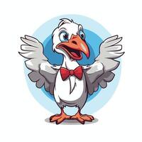 Cartoon goose with red bow tie vector