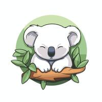 A cartoon koala bear sitting on a branch vector