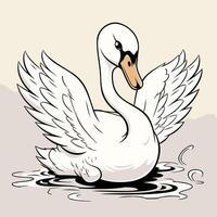 A white swan is floating in the water vector