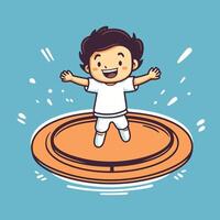A cartoon boy jumping on a trampoline vector