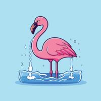 Flamingo in the water with bubbles and water vector