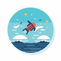 A flat icon of a man floating in the ocean vector