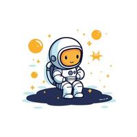 An astronaut sitting on the moon with bubbles vector