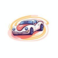 A cartoon car with a red and white stripe vector