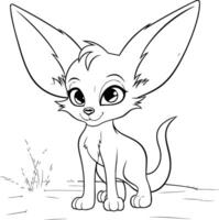 A coloring page for a cat with big ears vector