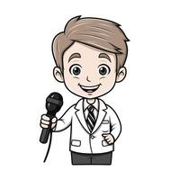A cartoon doctor holding a microphone vector