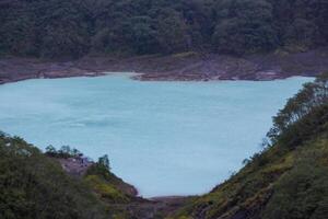 Close-up view of the crater of Mount Kelud, one of the active volcanoes in East Java, Indonesia. photo