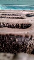 geometric pattern etched into a concrete surface photo