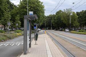 Empty Tram And Bus Stop At The Rooseveltlaan At Amsterdam The Netherlands 8-3-2021 photo