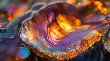 Polished fire agate with stunning blue and amber contrasts photo