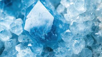 Light blue celestite crystal with unique structures and smooth surfaces. photo