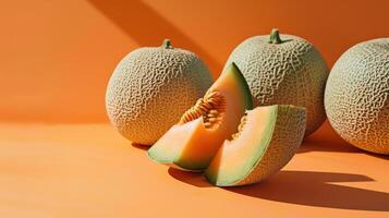 Sun-Kissed Melon Slices on a Warm Summer Day photo