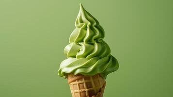 A Soft Serve Symphony of Green in a Crispy Cone photo