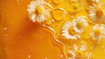 Golden Sunlit Daisies Floating in a Pool of Honey photo