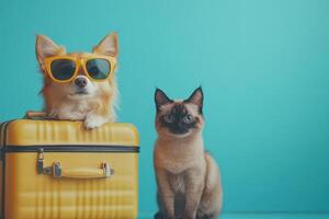 Playful pets ready for an adventure on a summer day photo