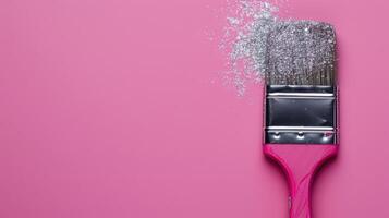 A Pink Canvas Awaits A Silver Dusted Brush Stroke photo
