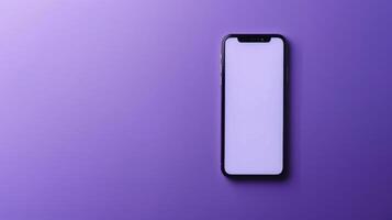 A Smartphone Rests On A Vibrant Purple Background photo