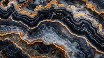 Wavy Bands of Agate in a Black and Gold Symphony photo