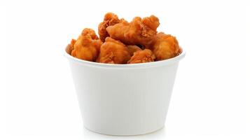 A Crispy White Bucket Filled With Golden Fried Chicken Nuggets photo