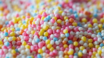 A Symphony of Colors A Close-Up View of Tiny, Pastel Sprinkles photo