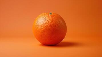 A Single Orange Against a Sunset-Colored Background photo