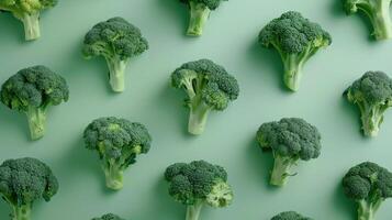 A Symphony of Green Broccoli Florets Dance on a Verdant Stage photo