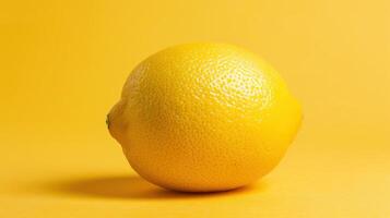 A Single Lemon Resting on a Sunny Yellow Background photo