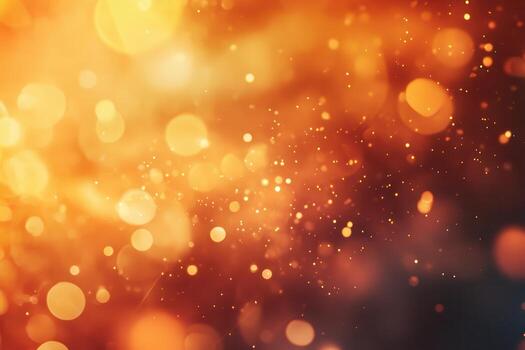 Warm golden bokeh lights shimmering in autumn evening photo