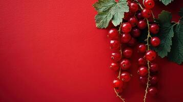 A Splash of Red Ripe Currants on a Crimson Canvas photo