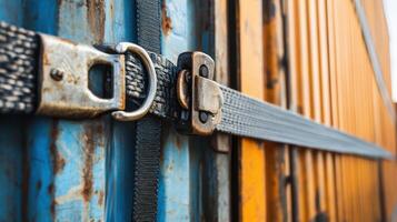 Using a ratchet strap to fasten and secure cargo effectively. photo
