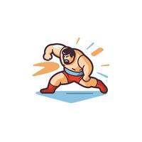 A cartoon wrestler with a beard and a mustache vector