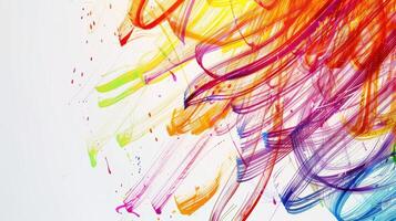 A Symphony of Color Abstract Brushstrokes Dancing on a White Canvas photo